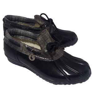 SPORTO Duck Shoes Aroostic Black & Gray Plaid Rain Shoes Size 10 NEW WITH TAGS